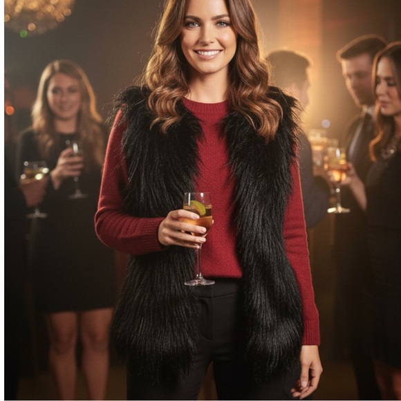 Say What? Jackets & Blazers - Say What Faux Fur Black Vest